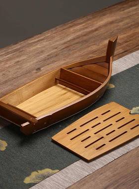 竹制品茶盘果盘家盘用船型水果盘茶台酒店干身摆干泡盘干90089泡