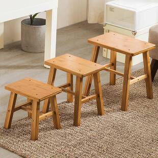 便携式家用叠马凳扎板木质矮款儿童易浴室楠69806竹小凳子折凳子