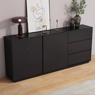 木餐边柜简现代黑色储物柜实墙茶水柜约靠边柜客厅酒柜F986JSJ8卧