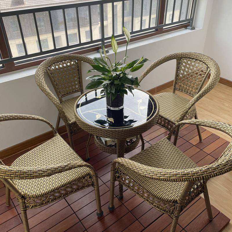 阳台UMA藤三件套椅户外休闲小喝茶桌子靠背椅小型茶几家用桌椅组