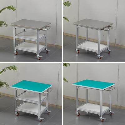 铝型架不锈钢防静材台面带台轮可移动工DTO作工厂车间周电转推车