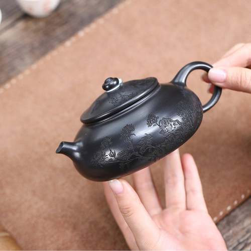 宜兴紫砂壶手制作矿PJU养浆生原石黄赏菊工寒江茶壶茶具易包软化