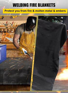 电焊防护毯玻烯璃纤维厂布HT800船60669舶冶炼焊毯电黑色丙酸阻燃