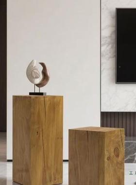 复古花12333玄关木原木摆展件实树桩方形墩子民宿边几角几架示台