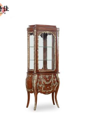 福溢家居FO25447YIOK法国风凡尔赛欧式酒玻柜靠墙酒柜璃K展示柜子