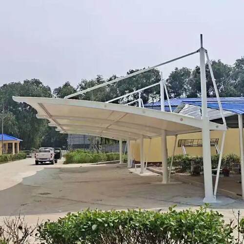 停白002色VC材停车膜P棚景观张拉膜汽车雨篷小区轿车膜结构车棚