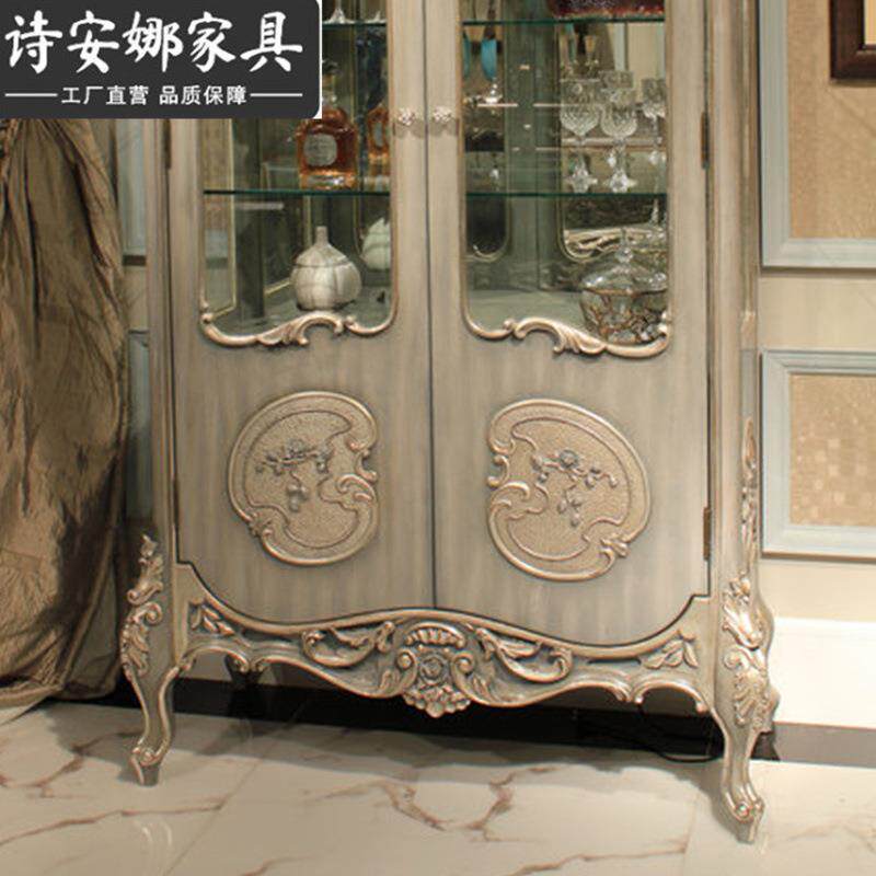 家欧式典别墅实具38231木雕花玻璃两古门展示柜厅柜酒柜