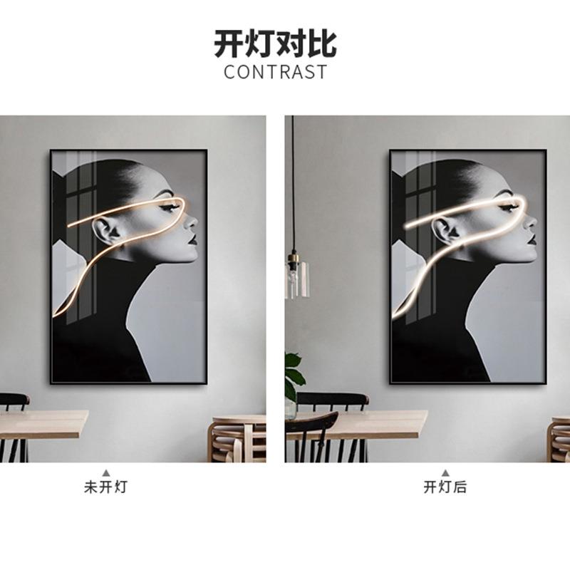艺术LED灯带人物装饰奢画现代轻玄关JSSED-80挂画厅沙发落地画客图片