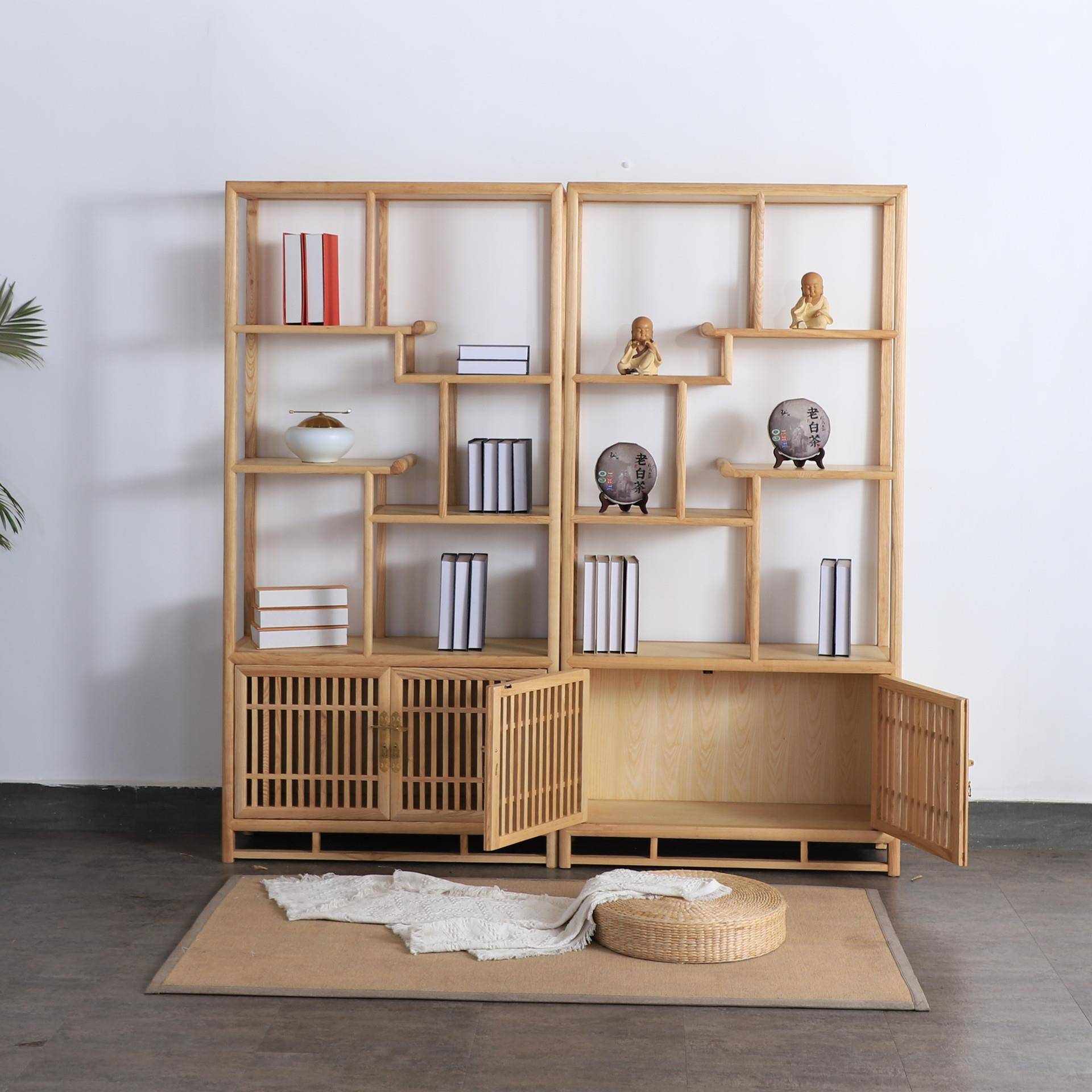 新中式实木博古展示柜隔断白阁蜡代VBL木简架约现客厅置物架多宝