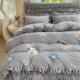 水晶绒夹棉床头罩滑腻可机洗蕾丝依款 2CQO025新款 单细柔品 丽