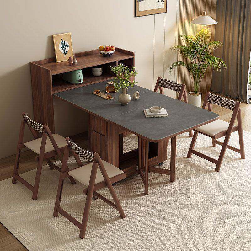 岩板桌折叠桌家用NLY户型多功能可折叠边柜一小体移餐动收纳伸缩