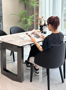 轻奢微晶石餐桌椅高端合现代约奢石天大理石简超晶组150753石网红