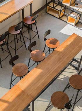 阳台吧约桌家用简脚实木长条桌靠FY081802台窗窄桌高低长桌子高脚