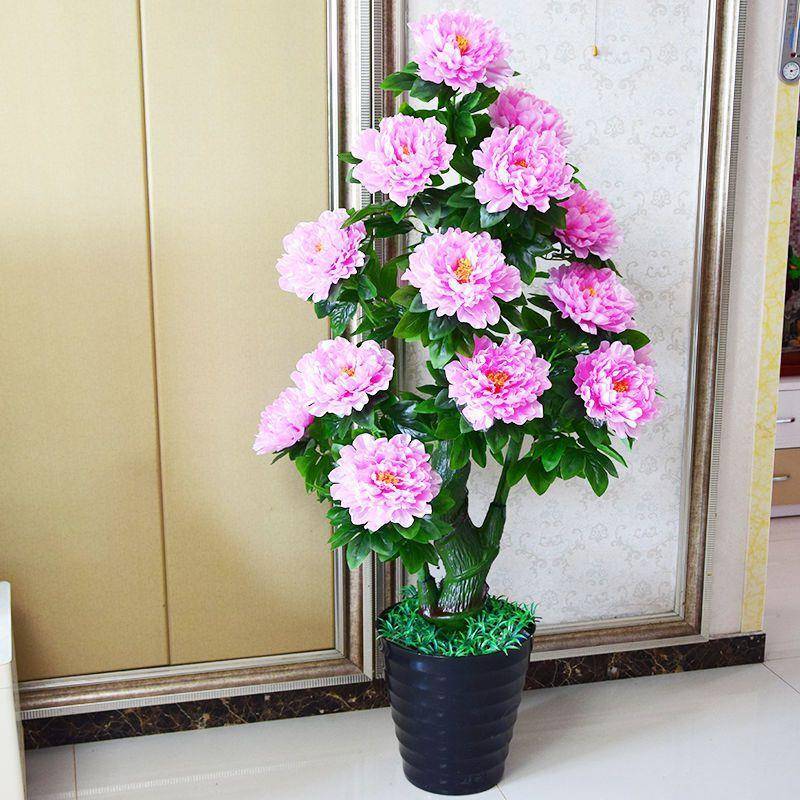 牡丹花树大盆景客厅室内装饰摆件假花树落地盆栽超绿植