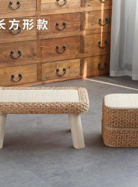 茶藤米编榻MVN榻茶简约阳台飘几窗小茶几圆形炕桌榻榻米桌矮桌