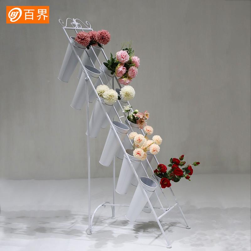 百花架无品牌/庆美陈道婚具室外阶梯多花店花架高档架层界子花店