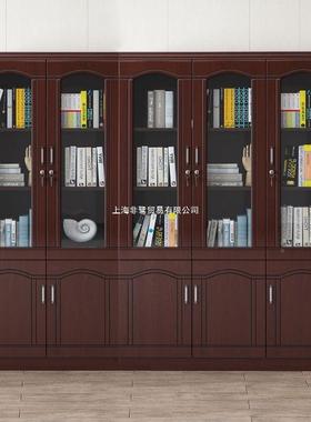 办公文柜书柜书EVV架落地靠璃墙带件玻门物储资料柜带锁收纳档案