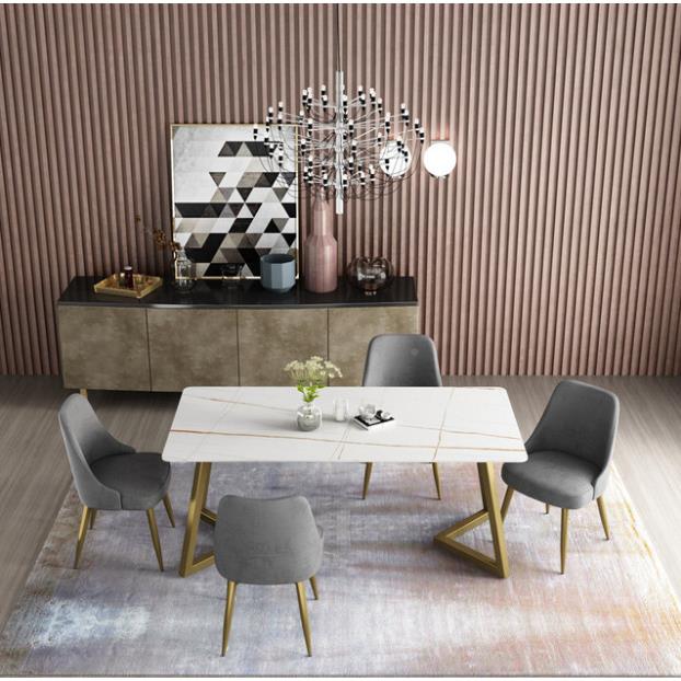 意式简约岩板餐桌椅现闲代用四人桌椅家组合休洽位谈桌椅餐SRH桌