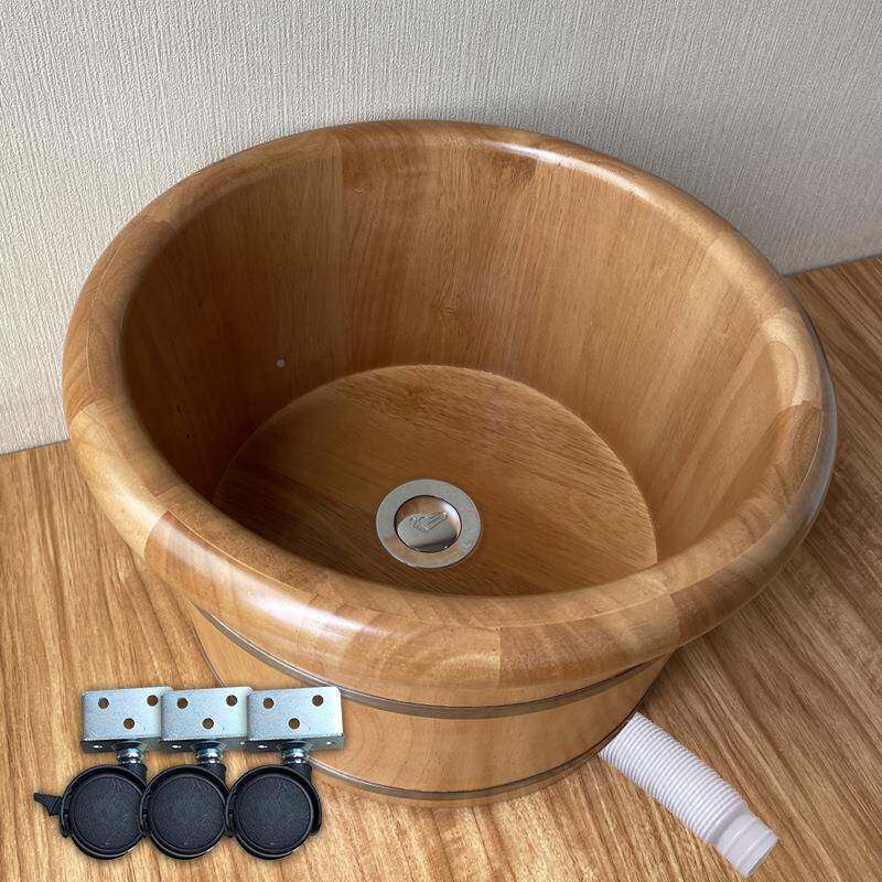 带下水泡脚桶木桶洗JAH盆实木家加厚一足浴桶过小腿高脚深桶件用