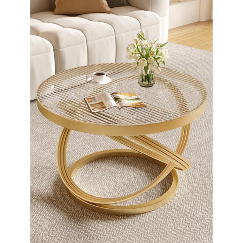 奶风玻小茶无品牌/几钢化油玻茶几小桌子璃面意式极璃简创意家用