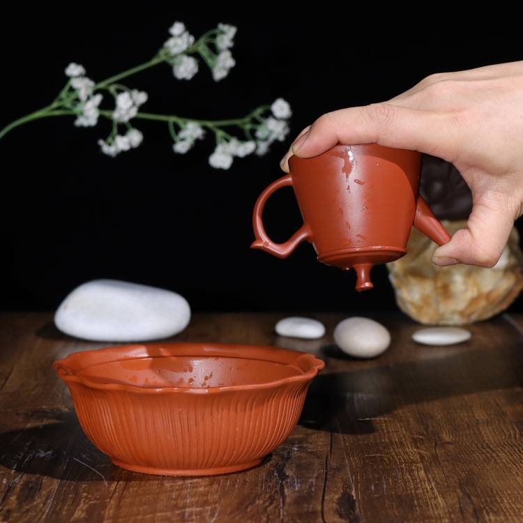 潮州朱泥手拉壶茶楼办公家用小容量工夫茶壶手把壶密封可倒立断水