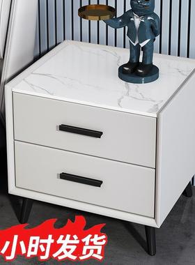 实木轻奢床头柜室简现家用卧迷你岩约板50cm简代约储物柜子TKA整