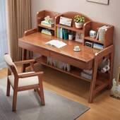 2535实木家书桌手动升降桌中学约生书桌卧室用简一书桌书架体写字