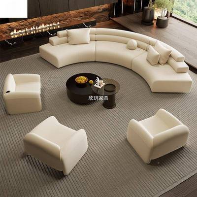 现代半圆形异沙发创处意办公室售楼形酒店大堂商务休87224弧息区