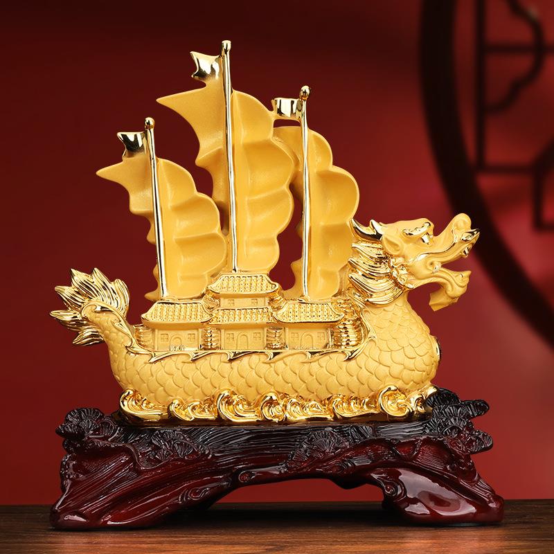 工艺品镀龙船件家居INV饰摆客厅办公室品电桌装饰