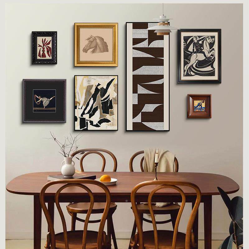 现代法0式艺复装饰画组古DZI合客厅餐文桌壁柜墙上挂画卧室壁画A2