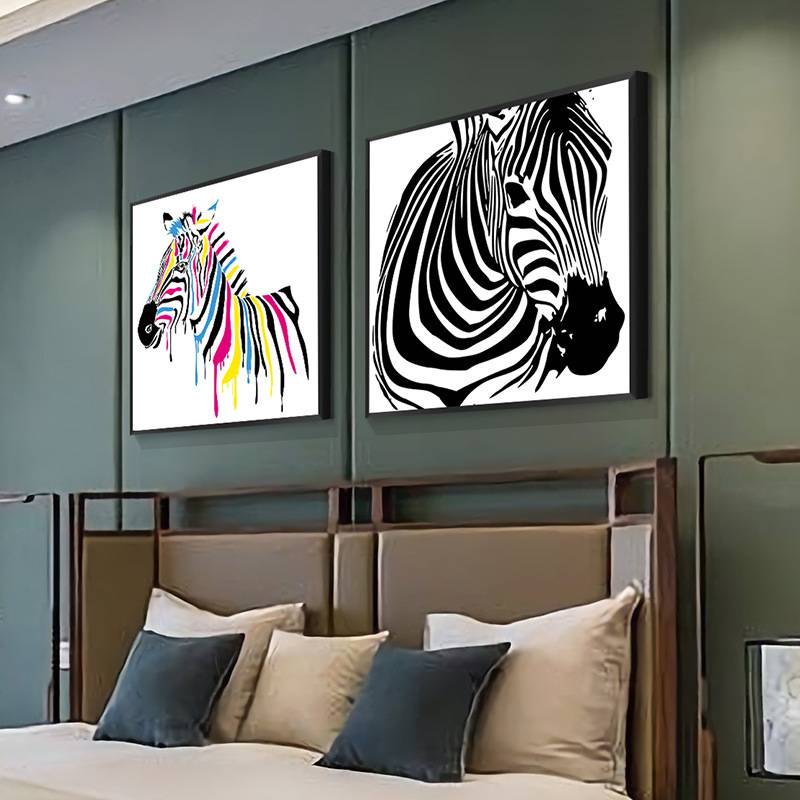 浩隆两联装饰画中式挂画餐厅壁画 现代简约欧式卧室沙发背景油画图片