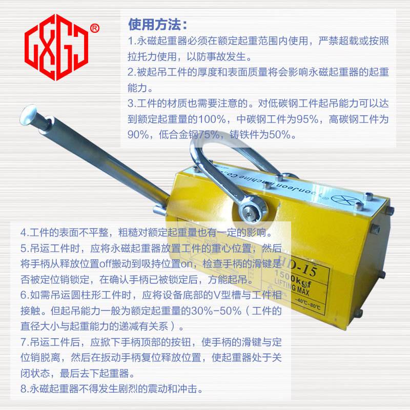吸盘100-5000kg吊运永磁起重器圆棒钢材钢板磁力吊手动强永磁吸盘