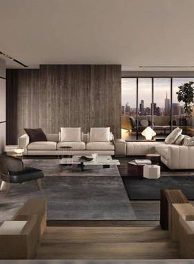 意式简琴键皮沙发30484组合钢大户型极别墅客厅现代拼接直排转艺