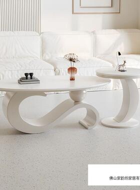 款岩桌板椭圆形茶几小新户型轻奢现代客厅客家厅用茶子边几98531