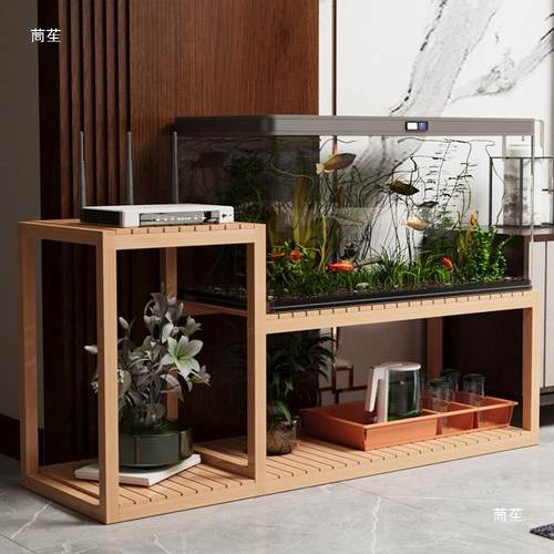 实高木鱼缸架花架一底体客层厅落地式低组合放鱼缸座无品牌/承重