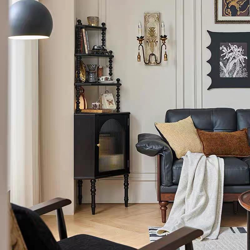 法式美户式复收实木角柜置物架客厅小型转角柜转角置物架PHS角古