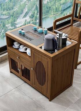 用移动茶桌茶台家实木小茶车厅泡茶客几茶具套装76548全壶自动烧