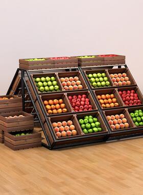 超市水蔬果XNH中岛斜面展示架菜堆头红酒岛柜岛实木果中蔬中展示