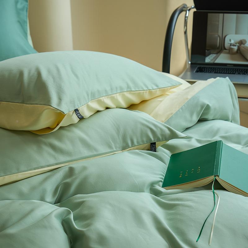 婴儿级类100支约全棉磨毛四件冬套纯色安娜-云简加厚四件套A双拼