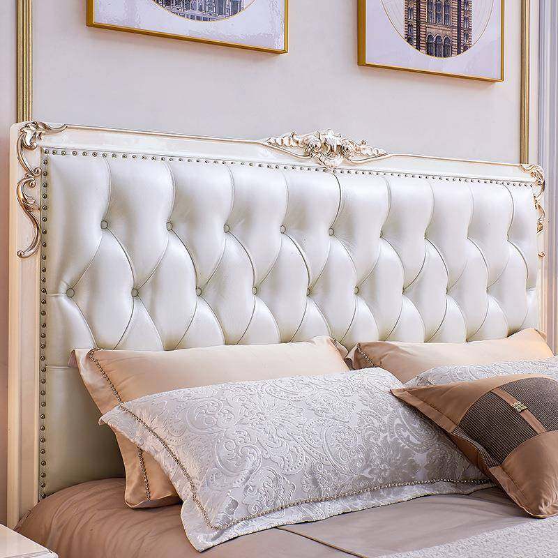 简美实皮木床22602雕式花公主双人加宽大床1.8约现代婚床主卧简欧