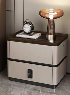 床头卧室家用松27514实木用意式密码锁简约现地代落款柜圆形床边柜