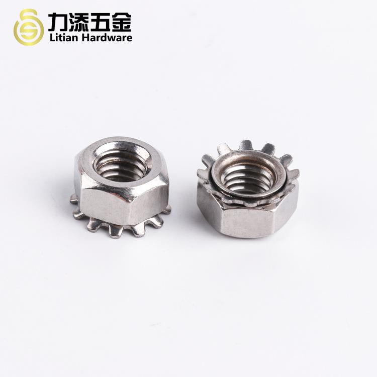 K帽菊垫体化螺母外齿垫组合花美英制不锈钢花齿公304YNQ细牙螺丝