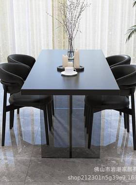 加餐厚岩代板奶26835油风亚克力悬浮餐桌现简约黑白型色极简桌小户桌椅