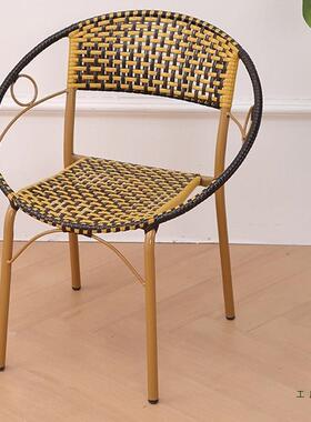 藤椅F9669S5H防子藤编椅椅阳户外休闲椅家用编藤靠台背简约矮凳庭