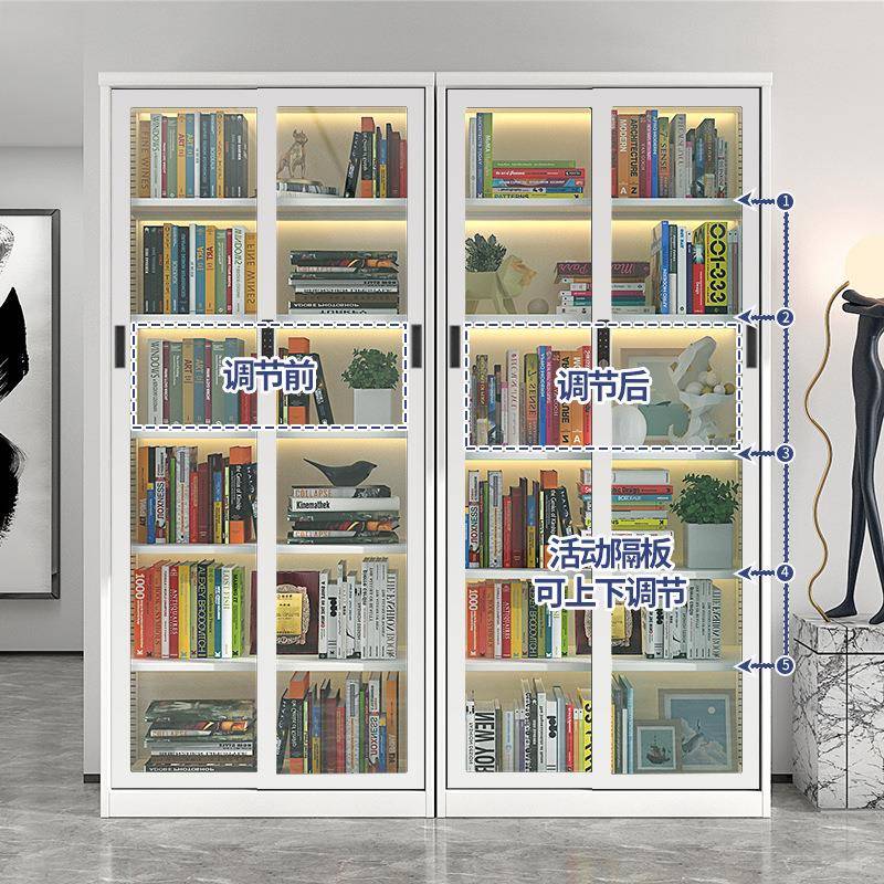 办公ANF室移门锁玻璃案书柜铁皮文纳件柜密码防尘展示柜收柜档凭