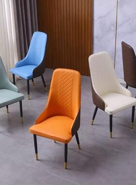 奢高端酒店餐厅办公家用餐椅软式56329包意加厚皮革休轻闲高背椅