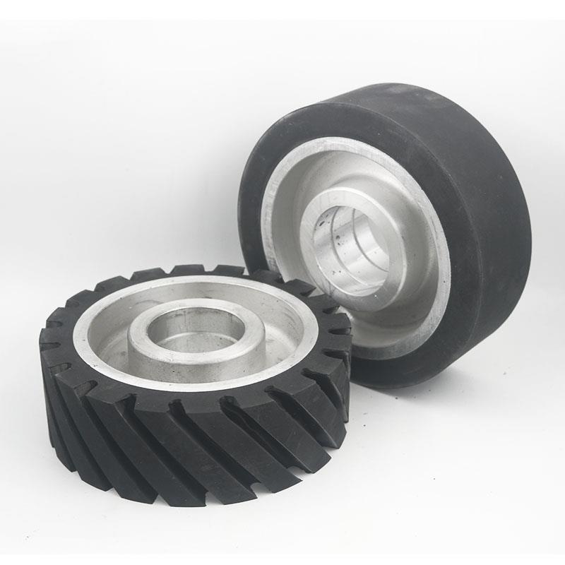 砂带机橡轮FJI胶轮过轴承孔铝芯轮抛光机被动轮打磨砂罐体抛光从