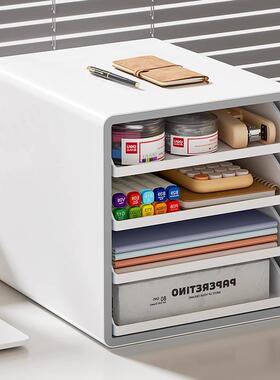 透桌面文a收纳盒明4抽屉式工位多层文具整理柜子FOZ办公桌上件置