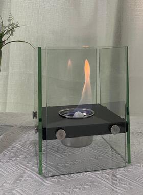 烤取桌面真火酒壁炉CR-XF004火精炉火坑便携耐热烧金属玻璃暖炉