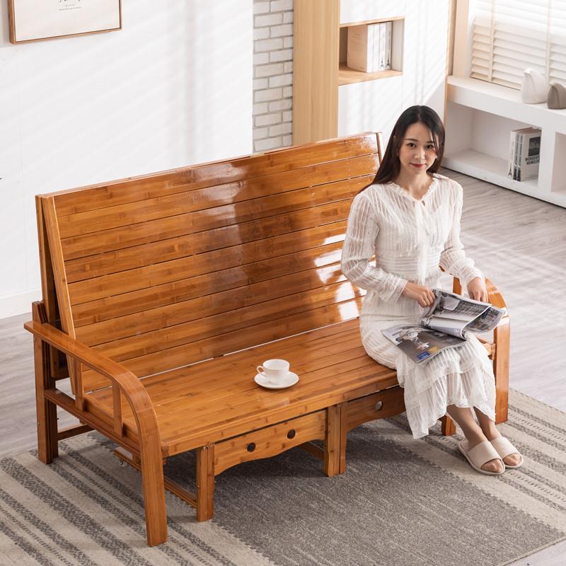 AL沙发床9竹体两用多功能客厅小PKC户一型单人双人折叠床阳台坐卧